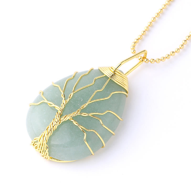 Nimara Ritual Natural Quartz Crystal Tree Of Life Healing Energy Necklace Pendant