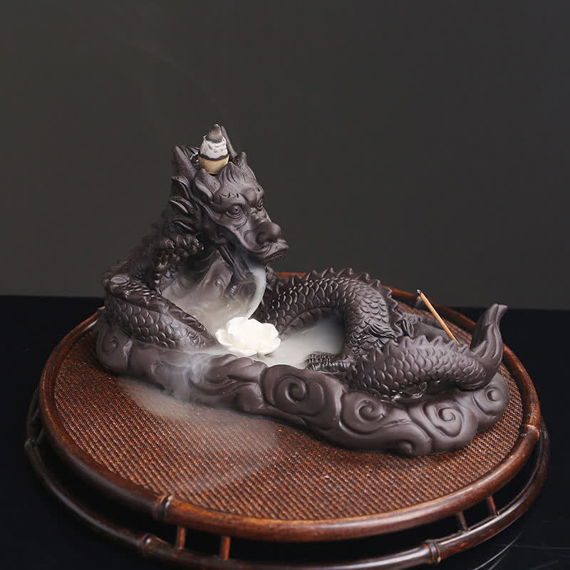 Nimara Ritual Dragon Playing Ball Flower Protection Incense Burner Decoration