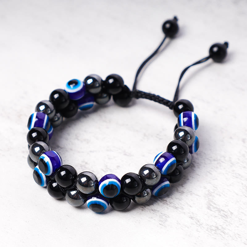 Nimara Ritual Evil Eye Hematite Tiger Eye Protection Beaded Bracelet