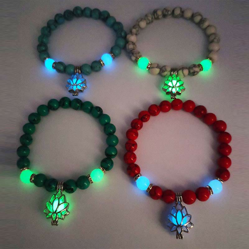 Nimara Ritual Tibetan Turquoise Glowstone Luminous Bead Lotus Protection Bracelet