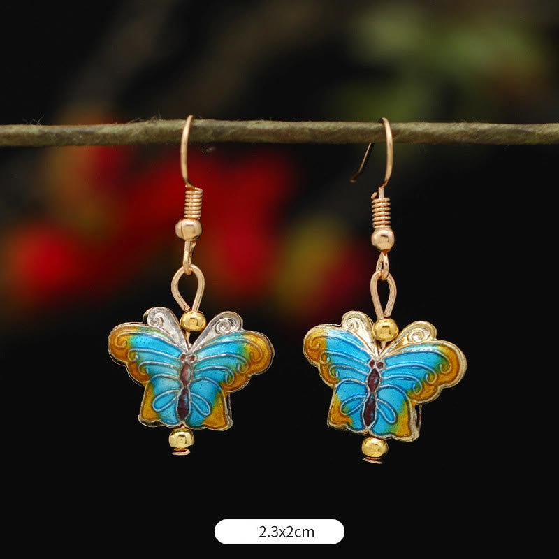 Nimara Ritual Lotus Butterfly Flower Alloy Copper Enlightenment Drop Earrings