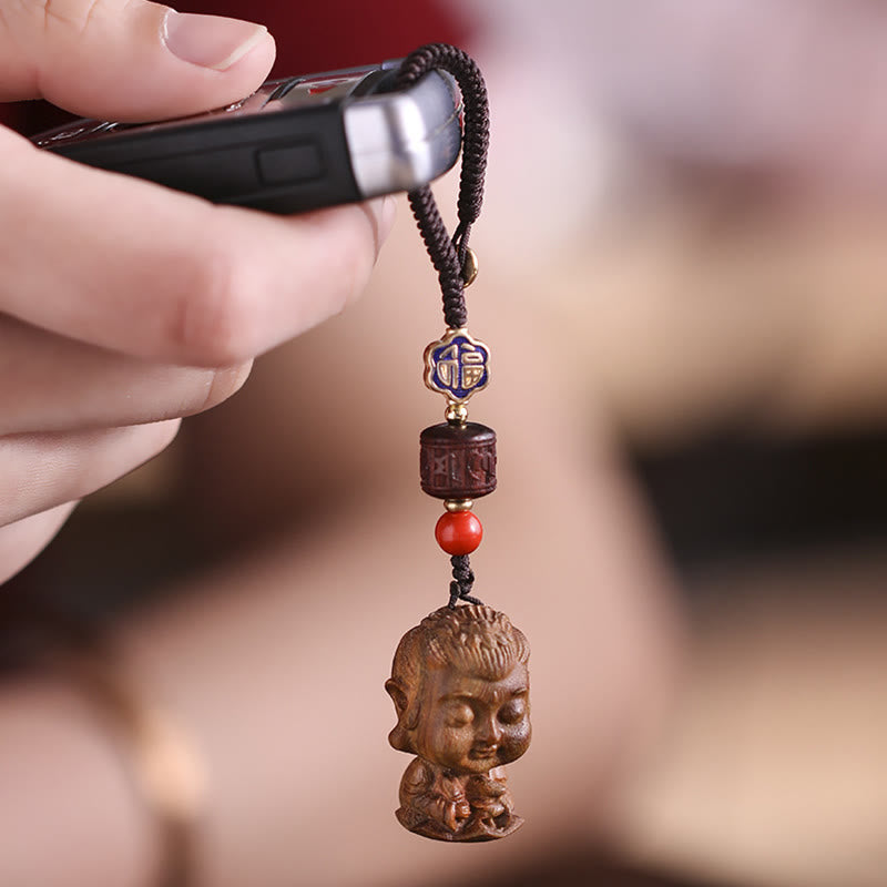 Nimara Ritual Chinese Zodiac Natal Buddha Green Sandalwood Om Mani Padme Hum Peace Key Chain