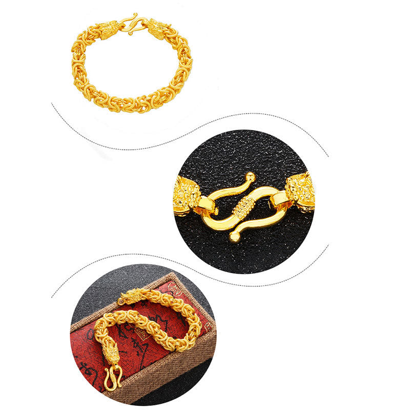 Nimara Ritual 24k Gold Plated Double Headed Dragon Protection Bracelet
