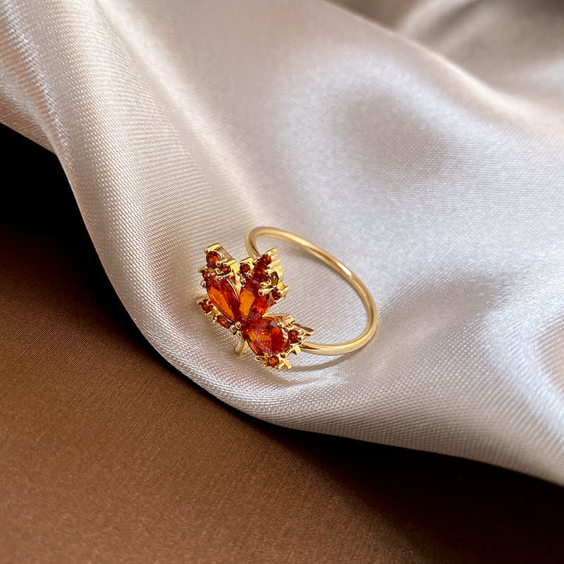 Nimara Ritual Maple Leaf Zircon Luck Necklace Pendant Ring Earrings