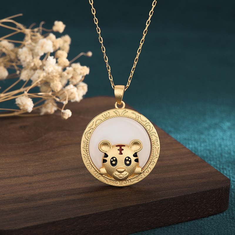 Nimara Ritual White Jade Year of the Tiger Blessing Necklace