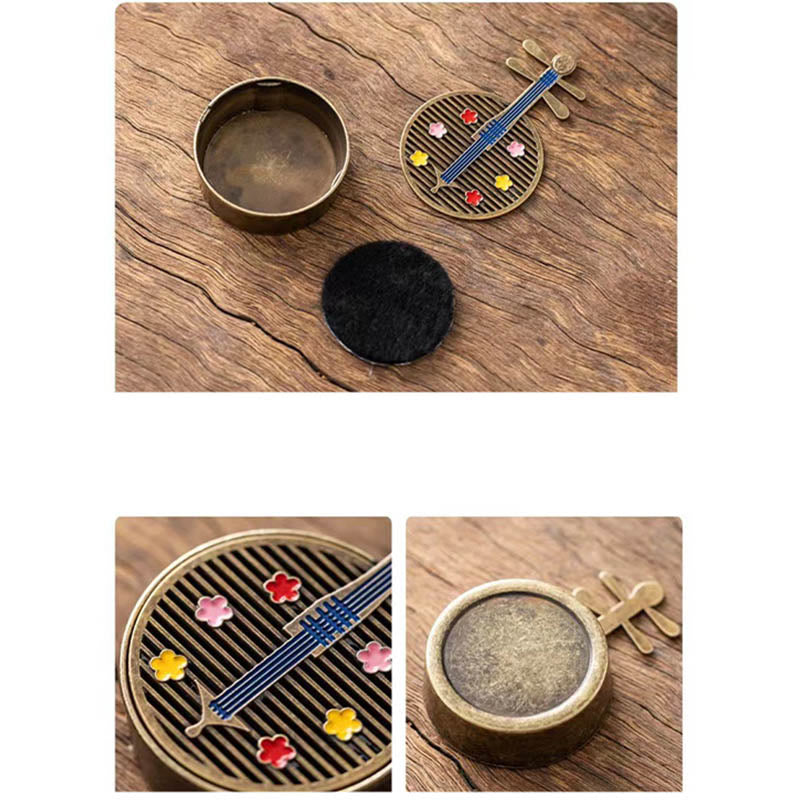 Nimara Ritual Small Mini Gourd Fan Pipa Copper Alloy Incense Burner Decoration With Incense