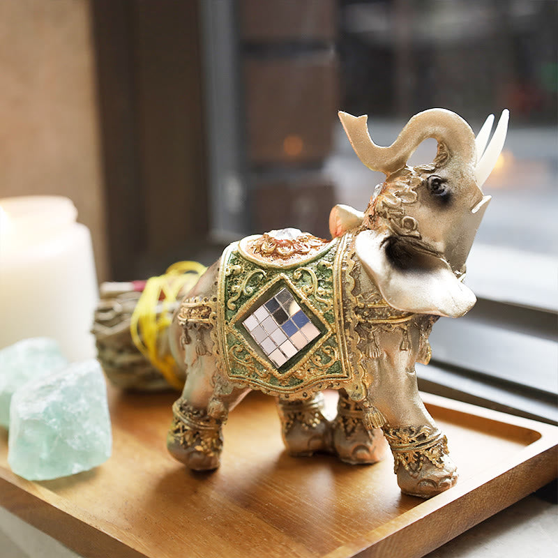 Nimara Ritual Lucky Feng Shui Green Elephant Statue Sculpture Wealth Figurine Gift Home Decoration