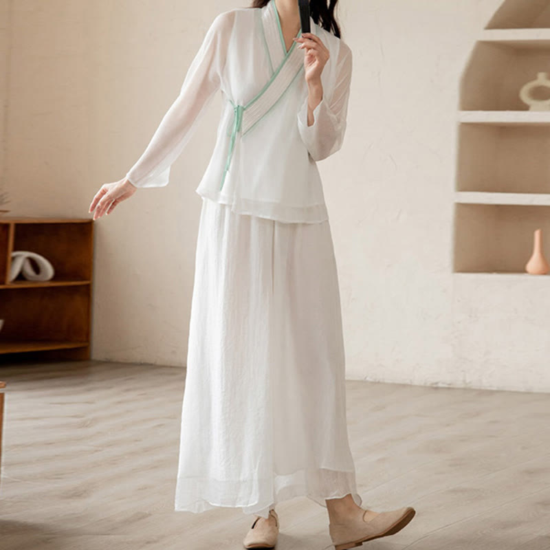 Nimara Ritual Retro Prayer Zen Spiritual Meditation Practice Chiffon Clothing Women's Set
