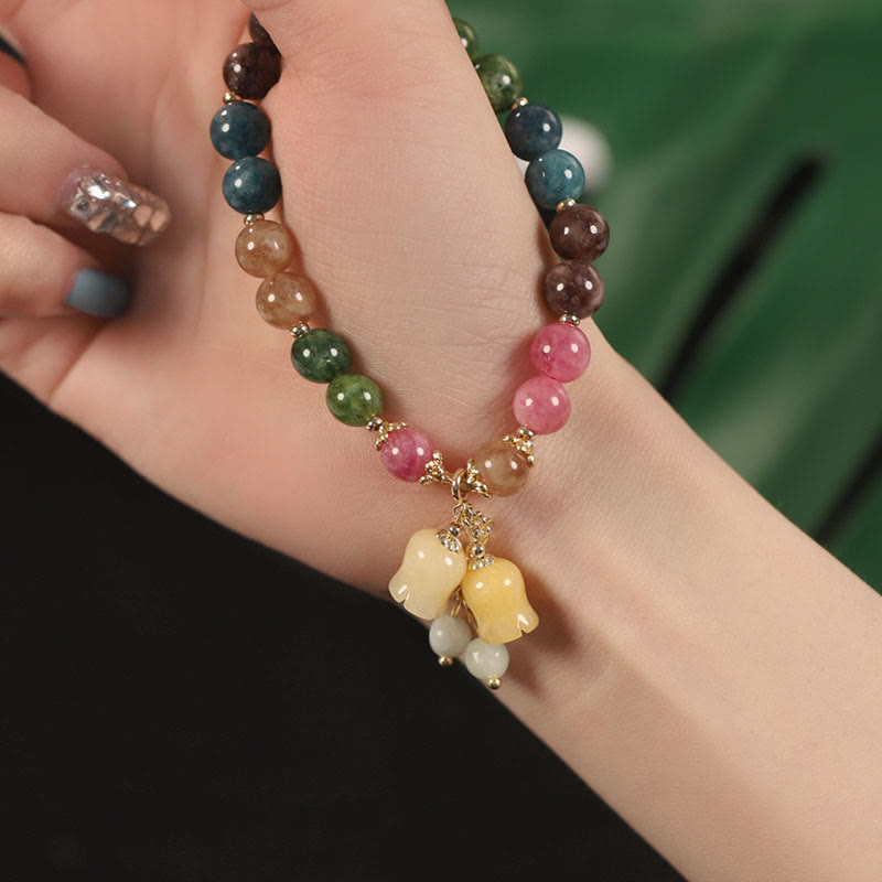 Nimara Ritual Natural Colorful Tourmaline Flower Bead Love Bracelet