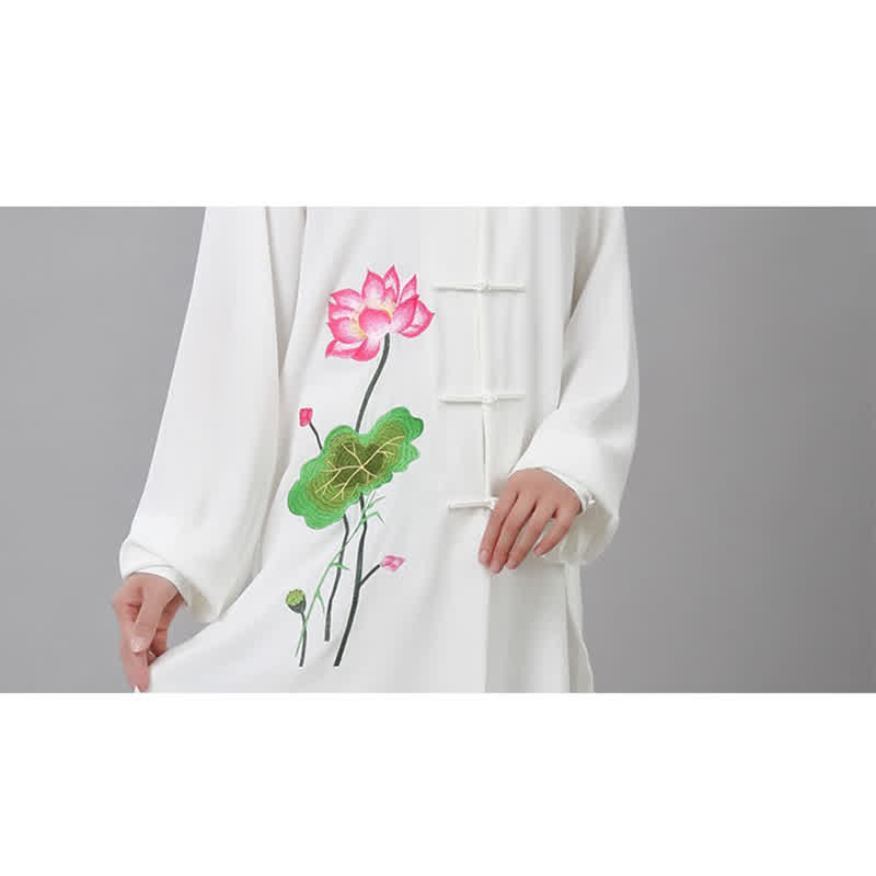 Nimara Ritual Lotus Flower Leaf Pattern Tai Chi Meditation Prayer Spiritual Zen Practice Clothing Women's Set