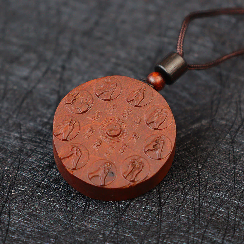 Nimara Ritual Lightning Struck Jujube Wood Yin Yang Bagua Mountain Ghosts Spend Money Protection Necklace Pendant