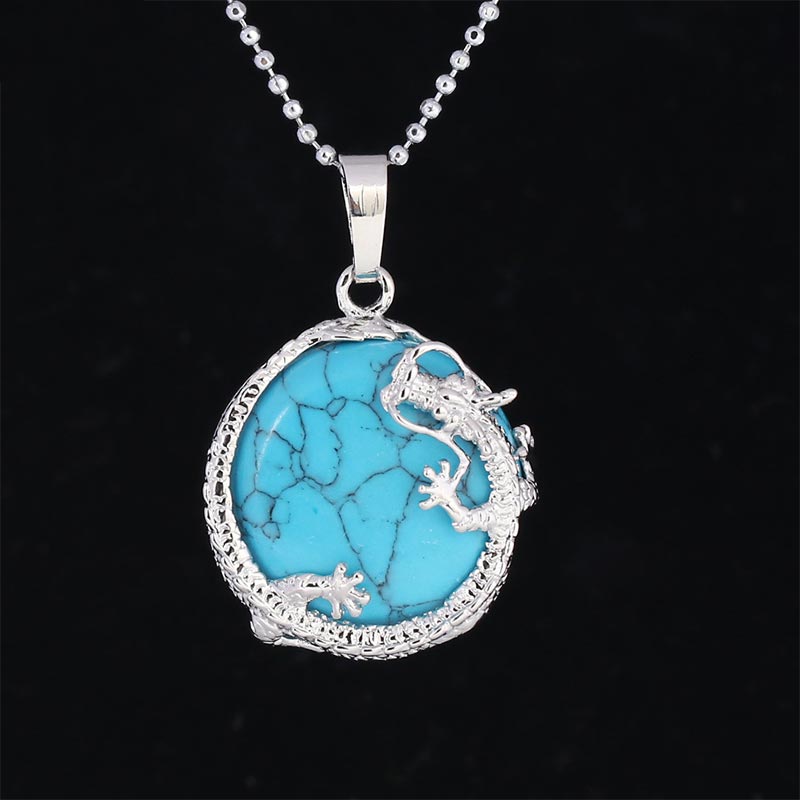 Nimara Ritual Chinese Dragon Natural Quartz Crystal Healing Energy Necklace Pendant
