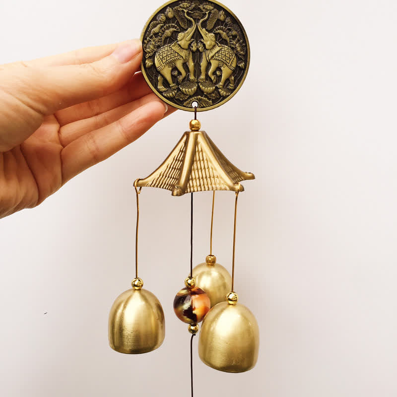 Nimara Ritual Blessing Letter Elephant Bagua Auspicious Coin Wall Hanging Chime Bell Handmade Home Decoration