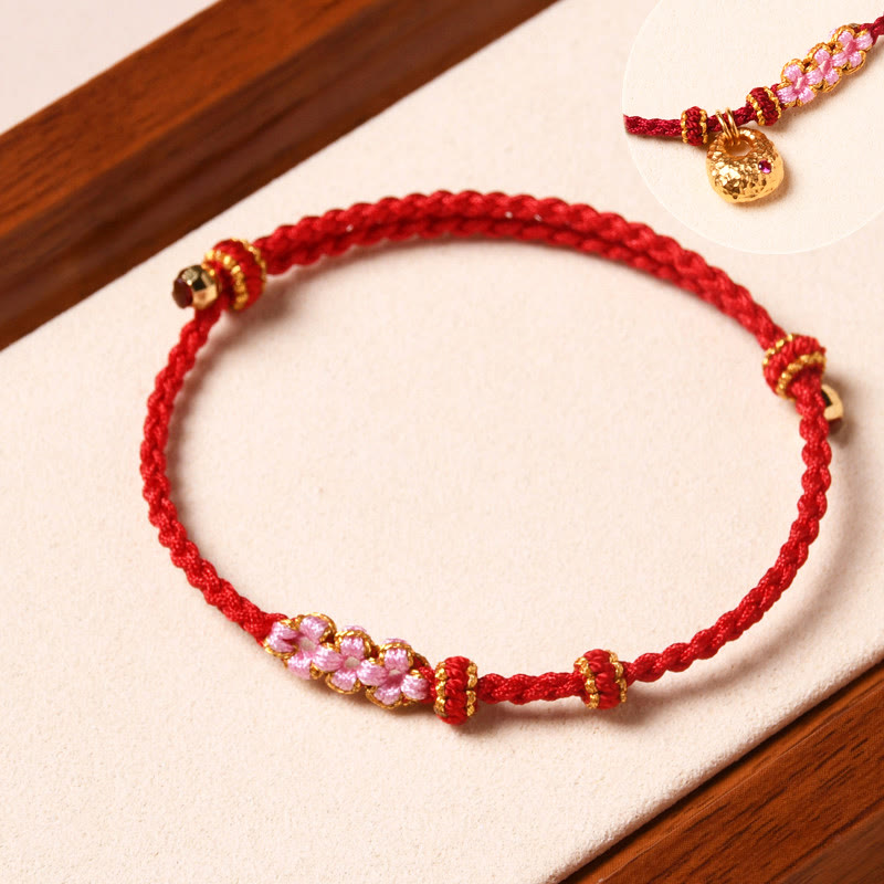 Nimara Ritual Handmade Peach Blossom Protection Braided Rope Bracelet