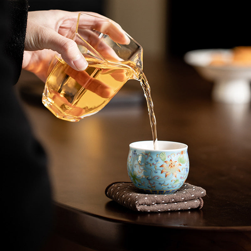 Nimara Ritual Lotus Flower Pod Pattern Ceramic Teacup Kung Fu Tea Cup 80ml
