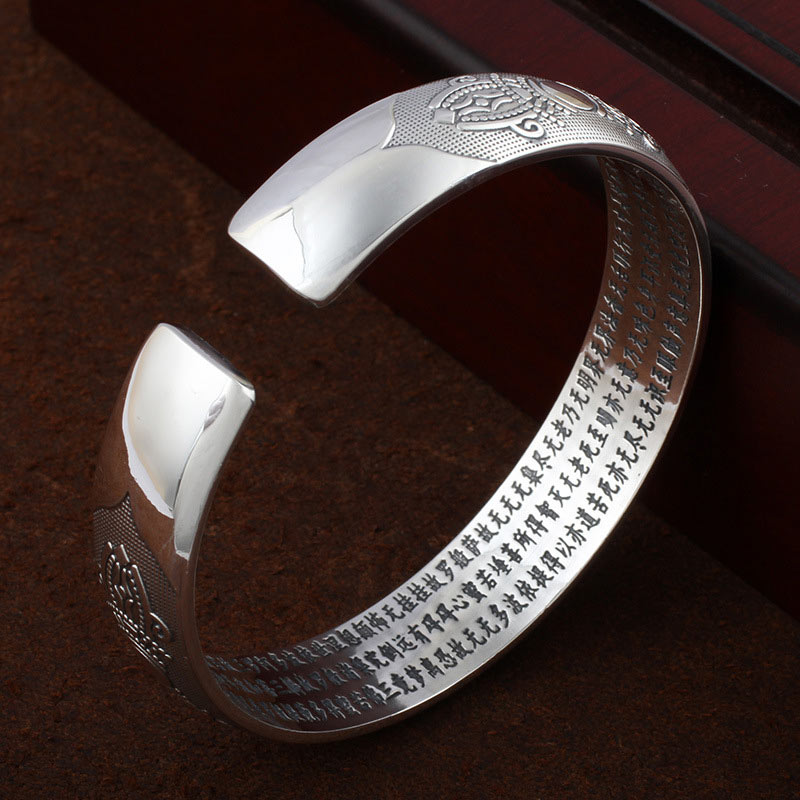 Nimara Ritual Tibetan Sanskrit White Copper Meditation Prayer Bracelet Bangle