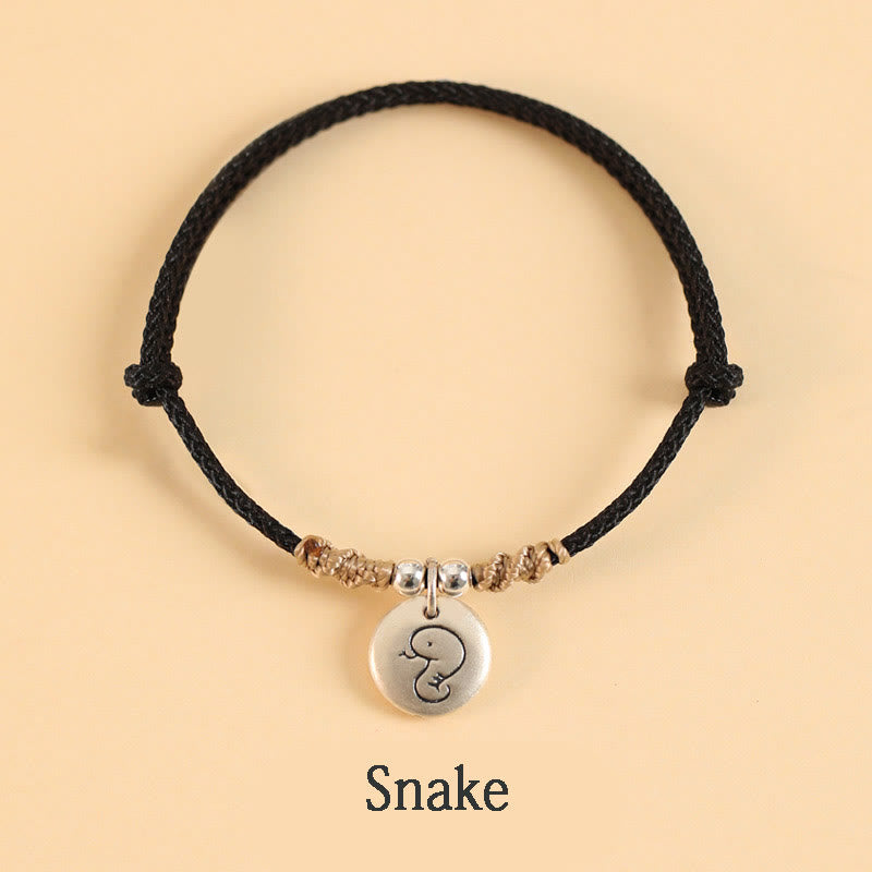 Nimara Ritual Handmade 999 Sterling Silver Year of the Dragon Cute Chinese Zodiac Luck Braided Bracelet