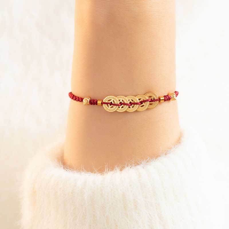Nimara Ritual Copper Coin Fortune Tree Luck Strength Braided Bracelet