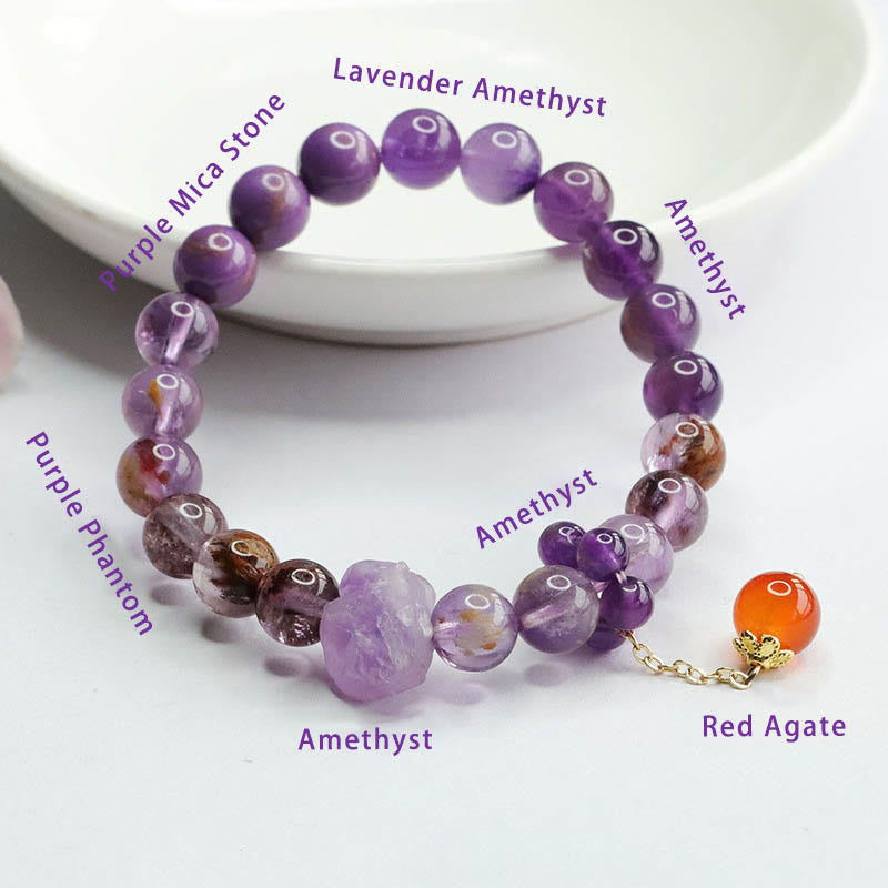 Nimara Ritual Natural Amethyst Purple Phantom Gemstone Spiritual Awareness Bracelet