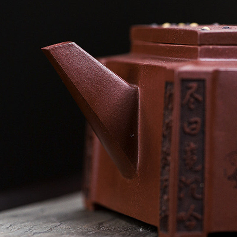 Nimara Ritual Yixing All Handmade Gomoku Playing Chess Purple Clay Kung Fu Square Teapot 280ml
