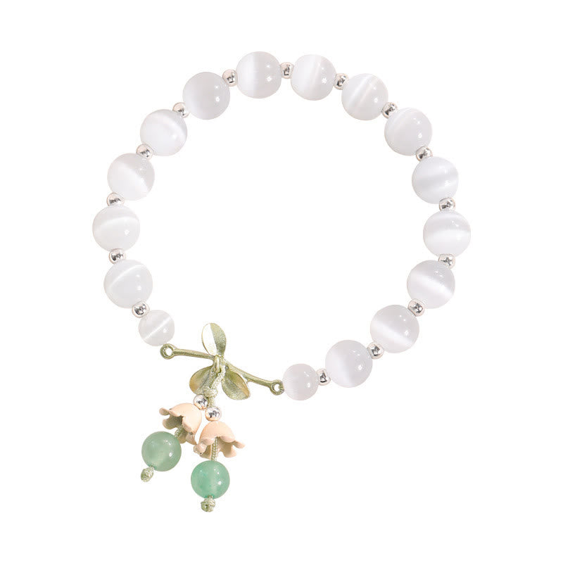 Nimara Ritual Cat's Eye Green Aventurine Blue Chalcedony Pink Crystal Peace Orchid Charm Bracelet