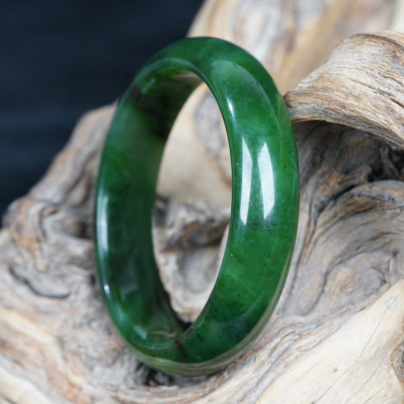 Nimara Ritual Natural Hetian Cyan Jade Happiness Success Bracelet Bangle