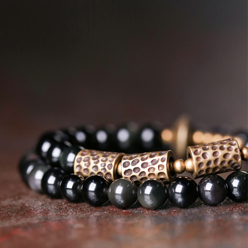 Nimara Ritual Rainbow Obsidian Copper Love Double Wrap Bracelet