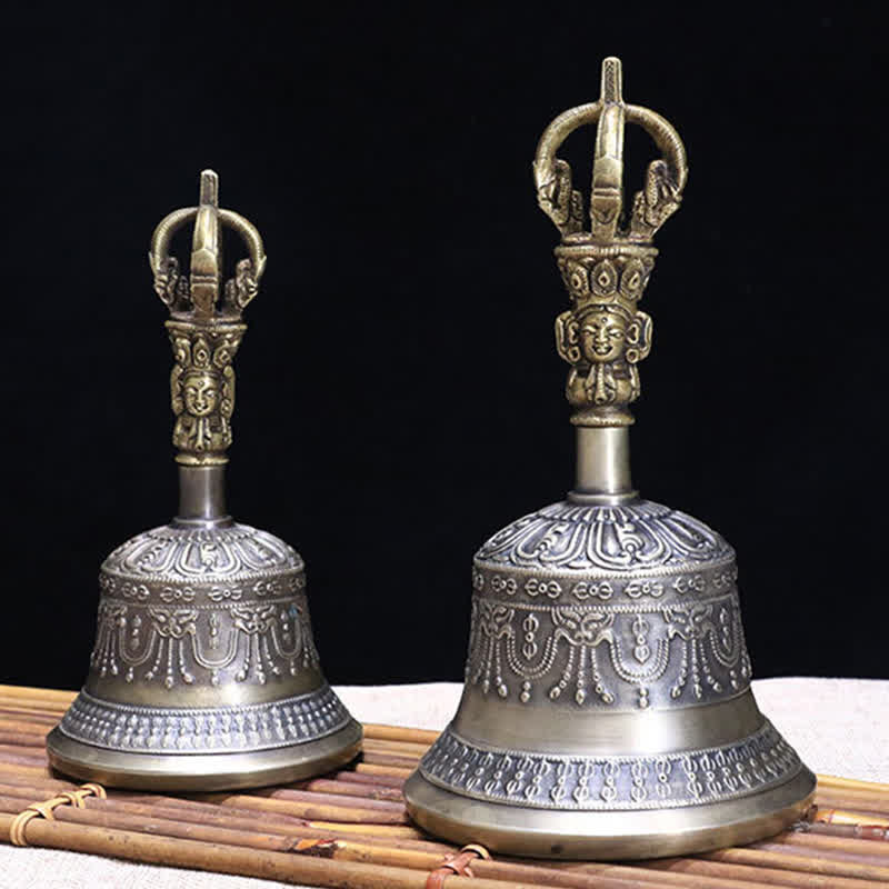 Nimara Ritual Tibetan Meditation Bell and Vajra Dorje Copper Enlightenment Decoration Set