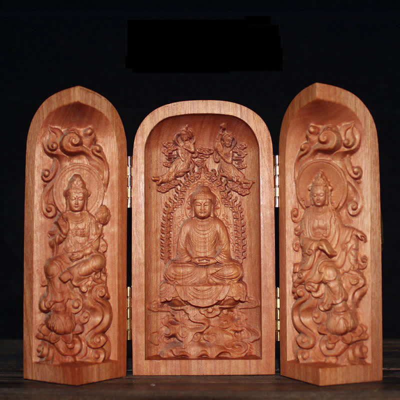 Nimara Ritual Avalokitesvara Kwan Yin Buddha Cherry Wood Compassion Home Decoration Altar