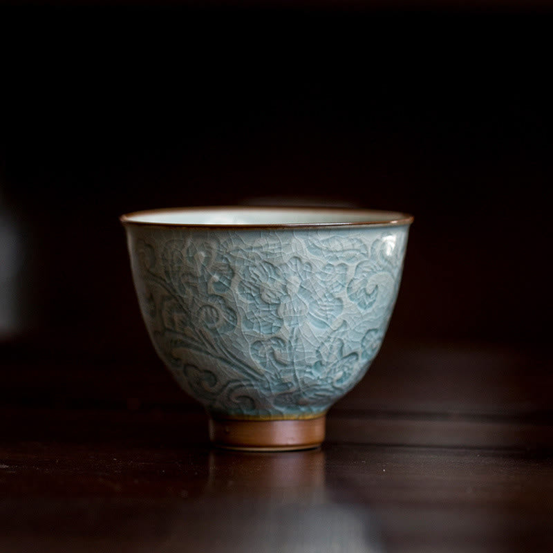 Nimara Ritual Lotus Carved Ceramic Teacup Kung Fu Tea Cup
