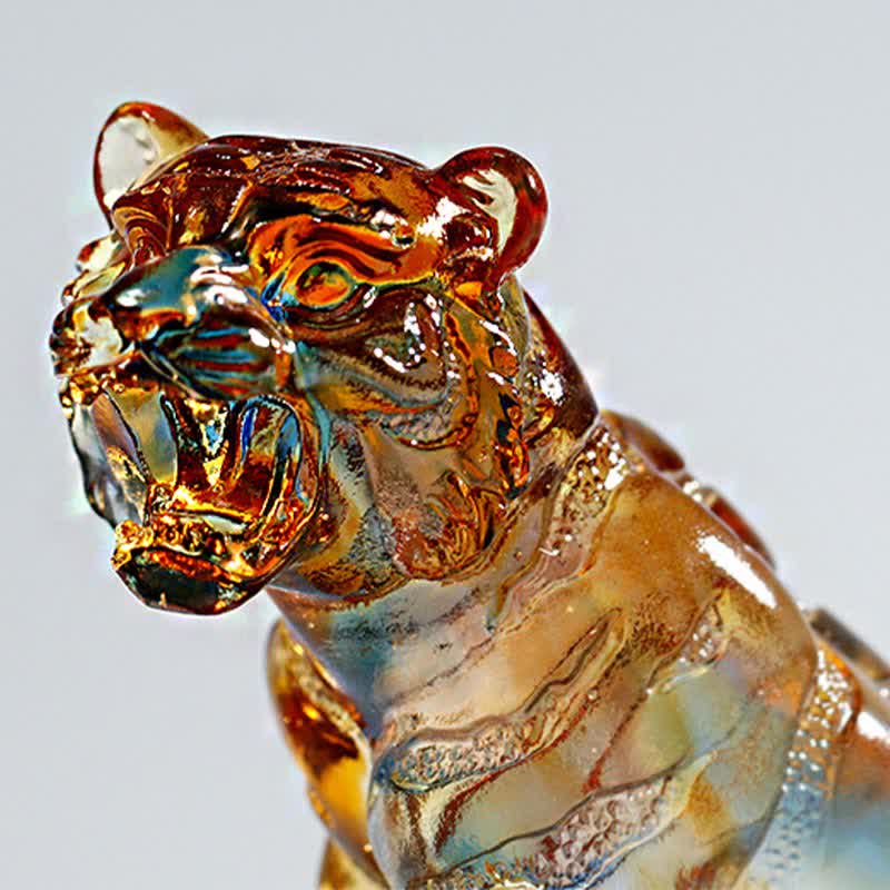 Nimara Ritual Handmade Liuli Crystal Tiger Art Piece Protection Home Decoration