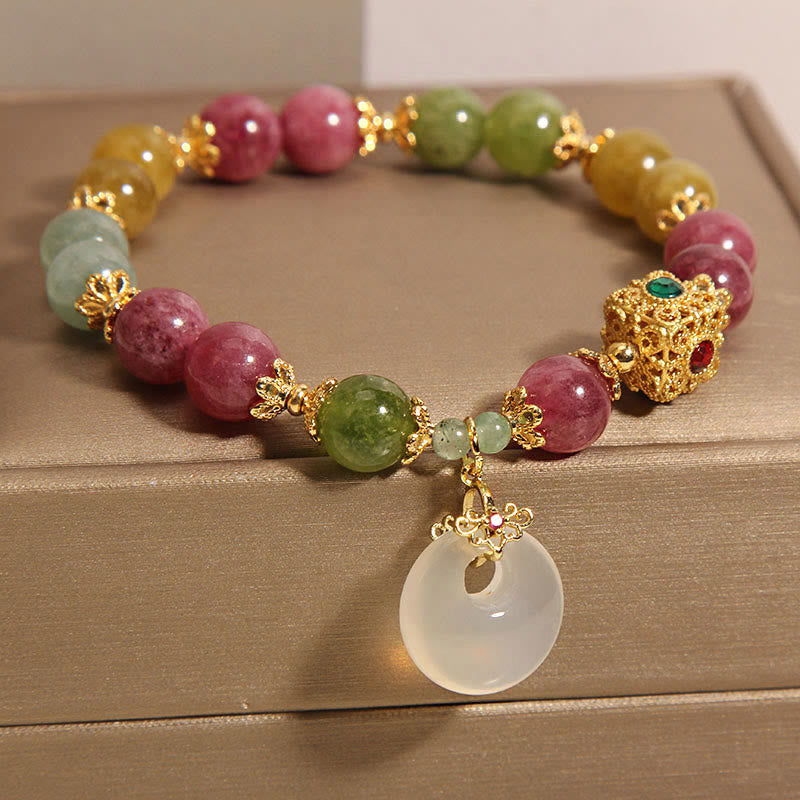 Nimara Ritual Colorful Tourmaline Peace Buckle Charm Wisdom Bracelet