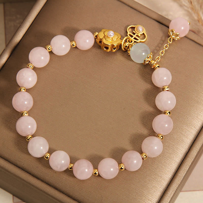 Nimara Ritual Natural Pink Crystal Lucky Flower Warmth Bracelet