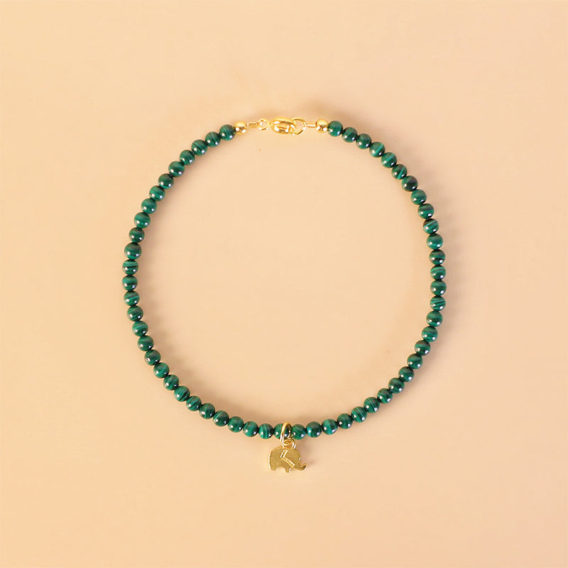 Nimara Ritual Natural Malachite Elephant Anti-Anxiety Charm Bracelet