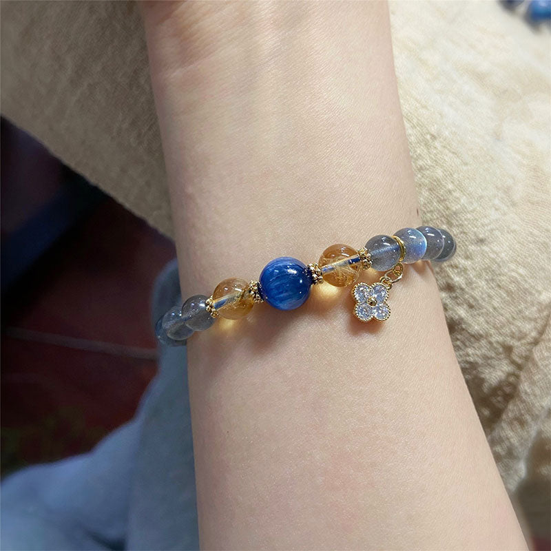 Nimara Ritual Natural Moonstone Flower Chram Healing Beads Bracelet
