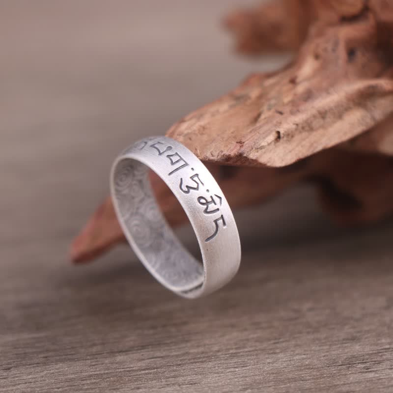 Nimara Ritual 999 Sterling Silver Lotus Elephant Six True Words Blessing Ring