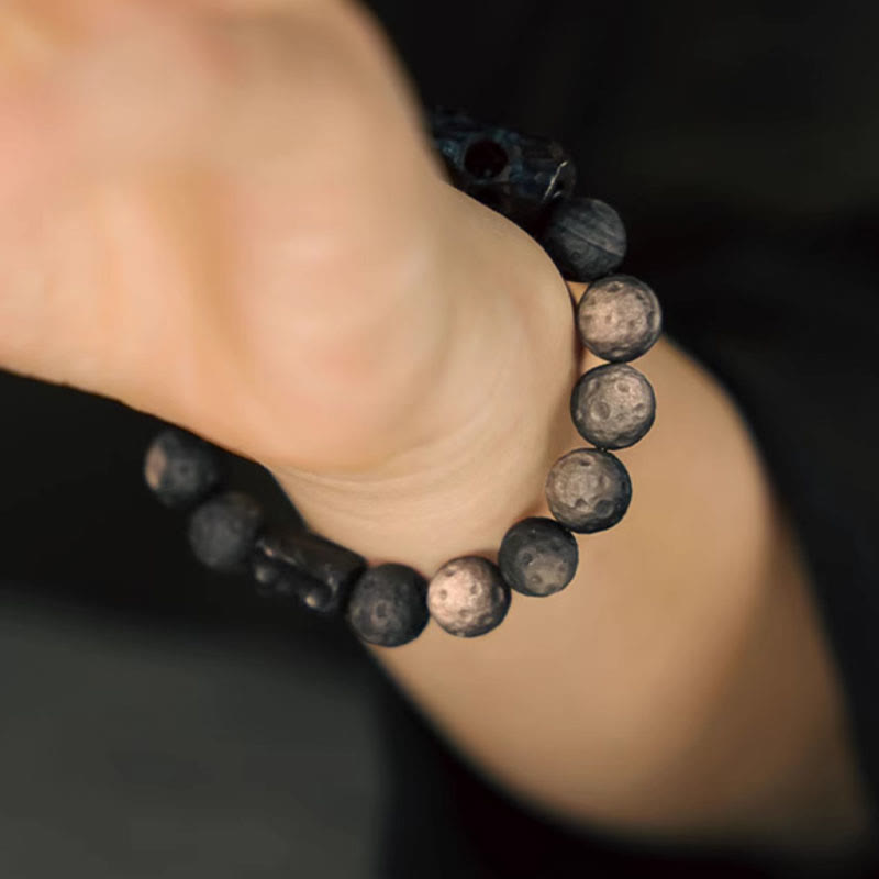 Nimara Ritual Silver Sheen Obsidian Ebony Wood Soothing Bracelet
