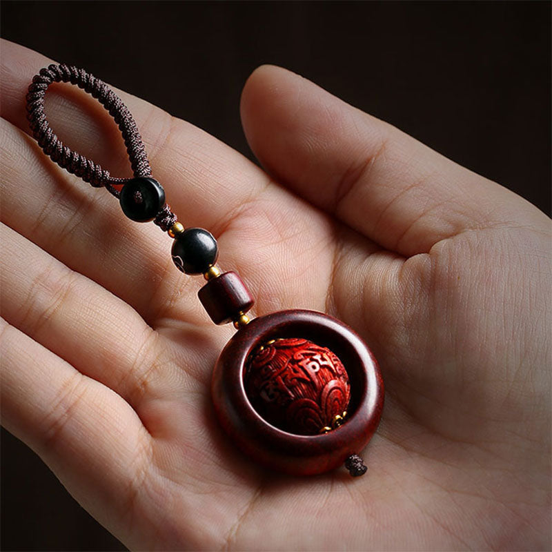 Nimara Ritual Tibetan Small Leaf Red Sandalwood Ebony Luck Protection Rotation Decoration