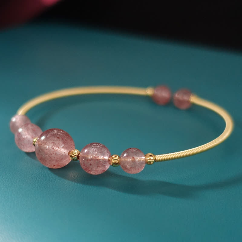 Nimara Ritual Natural Strawberry Quartz Love Healing Bracelet Bangle
