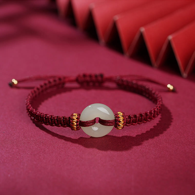Nimara Ritual Peace Buckle Jade Abundance Braided Bracelet