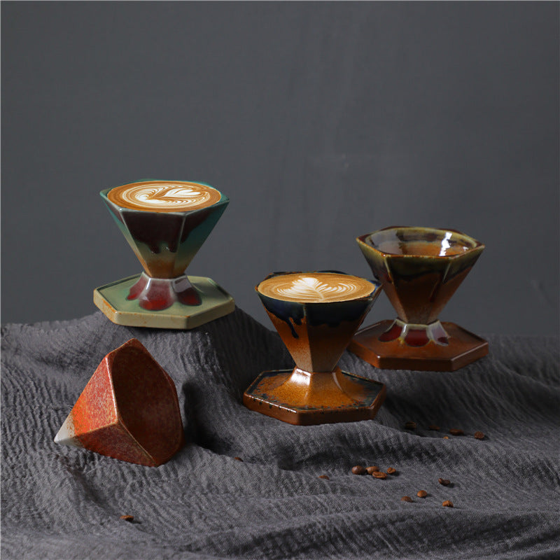 Nimara Ritual Hexagon Design Ceramic Tea Coffee Mug Coffee Cup With Base 170ml