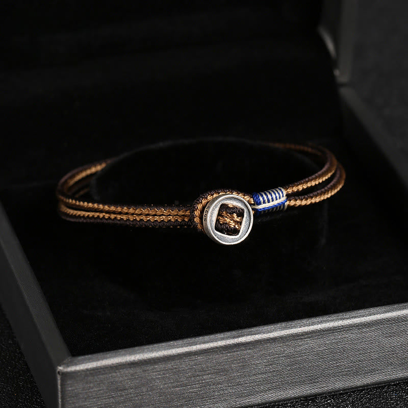 Nimara Ritual 925 Sterling Silver Handmade Button Protection Weave String Bracelet