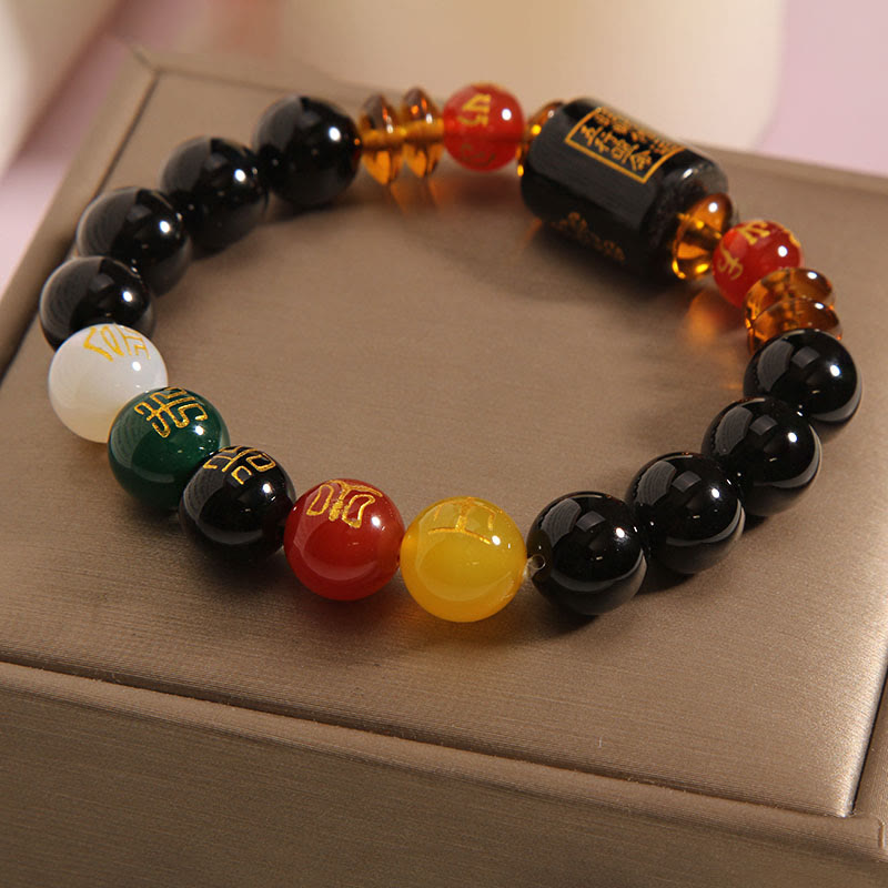 Nimara Ritual Five Elements Black Onyx Red Agate Wisdom Wealth Bracelet