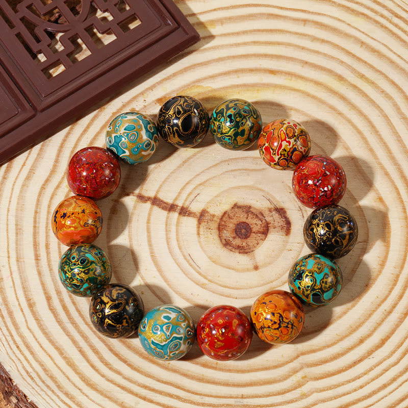Nimara Ritual Natural Multicolored Lacquer Beads Calm Bracelet