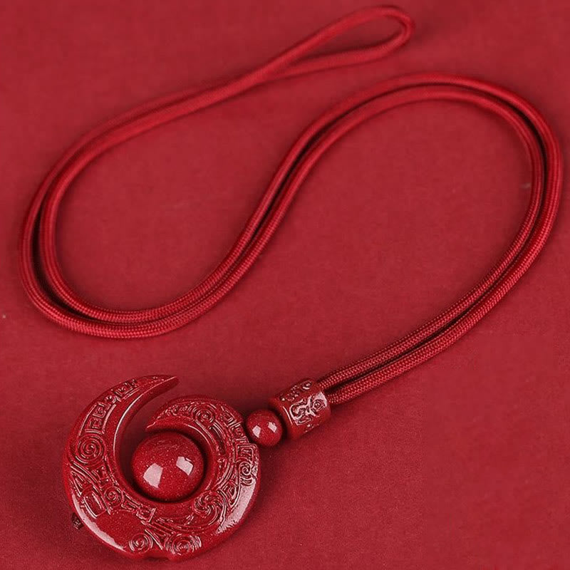 Nimara Ritual One's Luck Improves Design Patern Natural Cinnabar Concentration Necklace Pendant