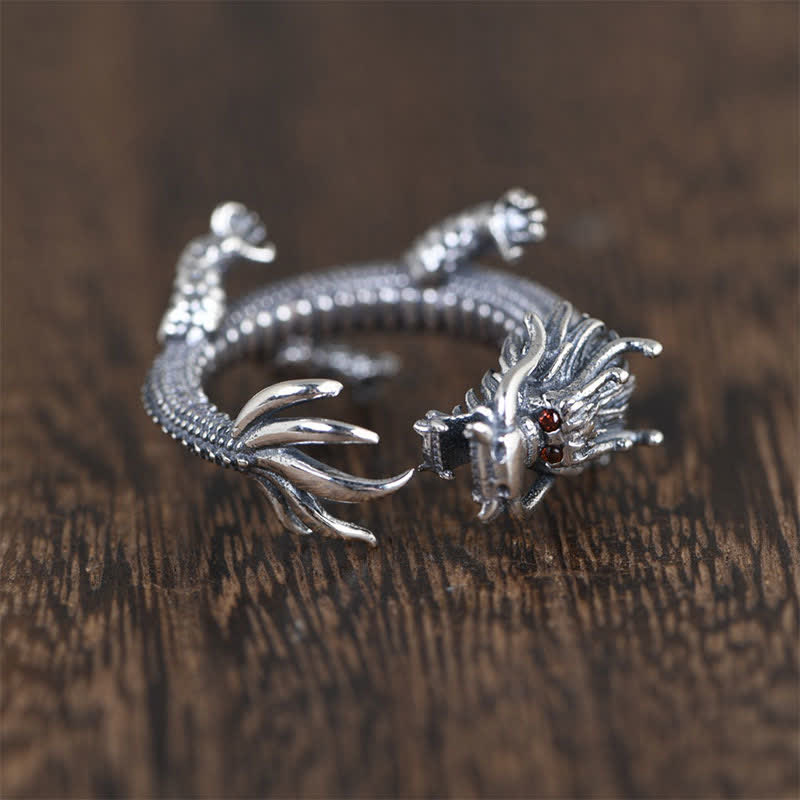 Nimara Ritual 925 Sterling Silver Dragon Luck Protection Ring