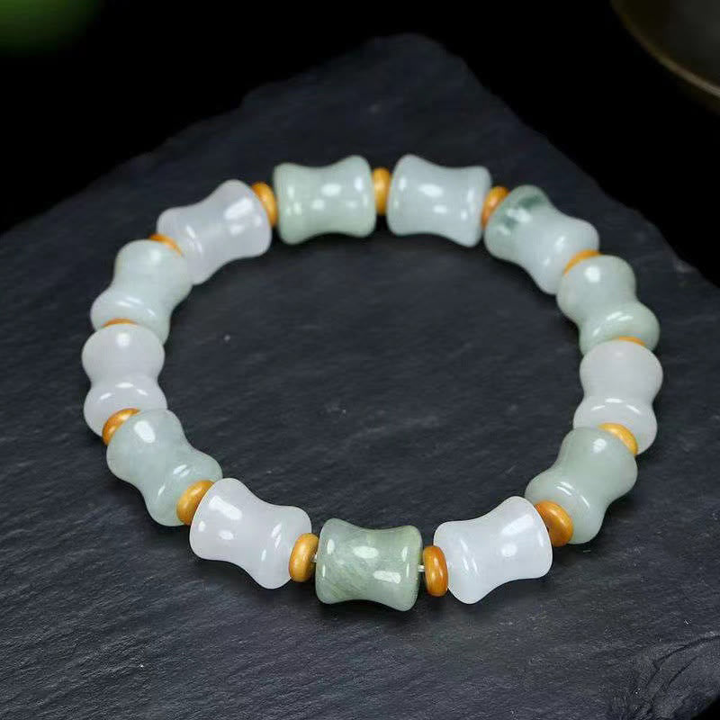 Nimara Ritual Jade Coconut Shell Bamboo Pattern Abundance Luck Bracelet