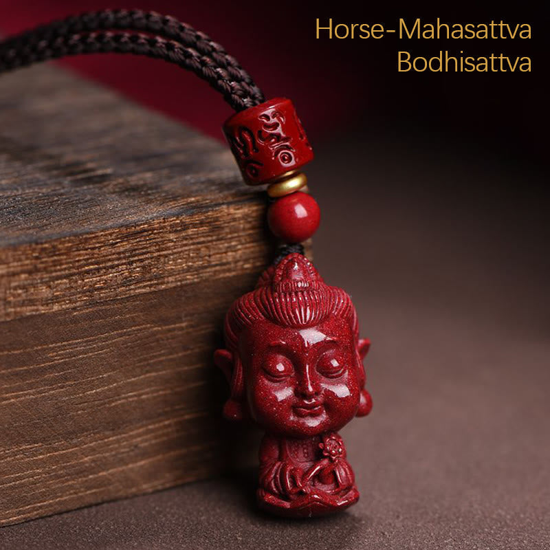 Nimara Ritual Chinese Zodiac Natal Buddha Natural Cinnabar Amulet Keep Away Evil Spirits Necklace Pendant