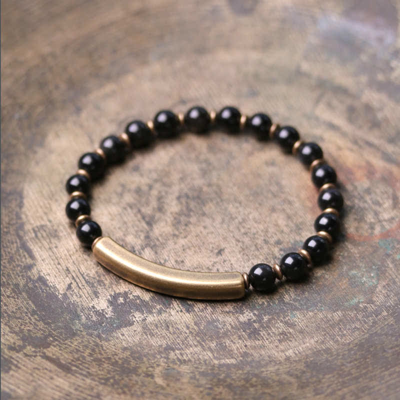 Nimara Ritual Red Jasper Moss Agate Black Obsidian Crystal Copper Peace Couple Bracelet