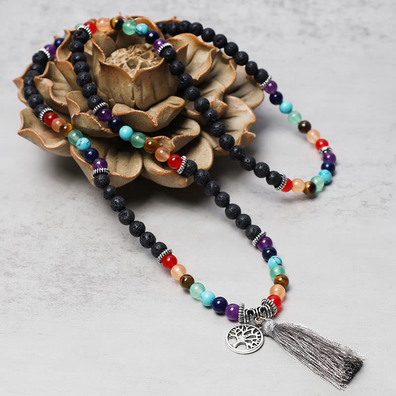Nimara Ritual Healing Crystal Mala Prayer Beads 108 Meditation Healing Multilayer Bracelet Necklace